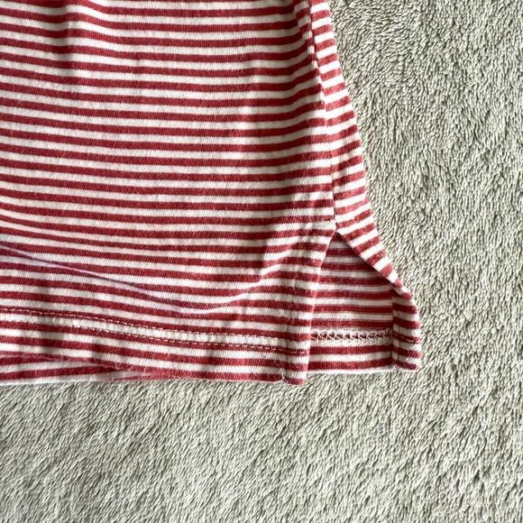 Ann Taylor Loft Red and White Striped Cotton Ruffle Sleeve T-Shirt - Picture 5 of 9